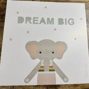 Cuddle + Kind “Dream Big” Evan Elephant Art Print 10x10” New